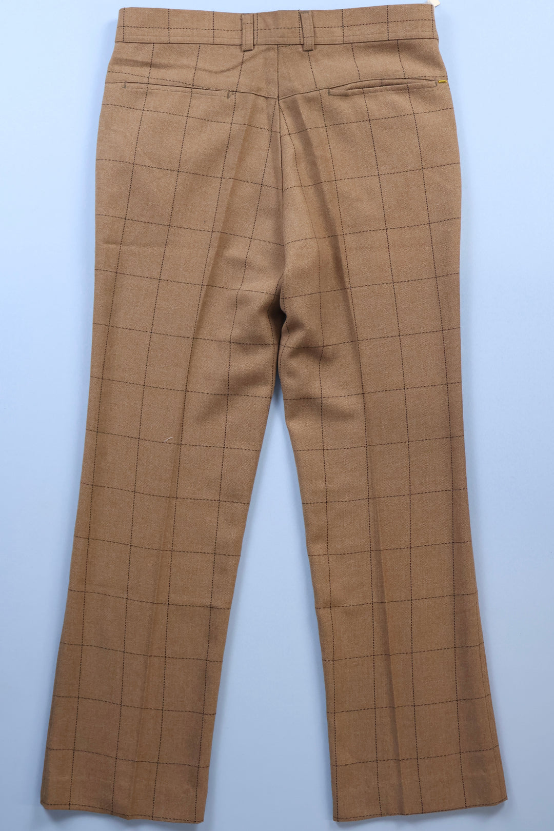 Vintage Straight Leg Trousers with Brown Checked Affect