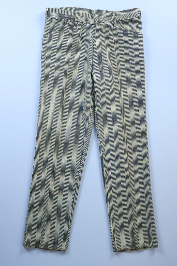 Vintage Zig-Zag Wool Straight Leg Trousers