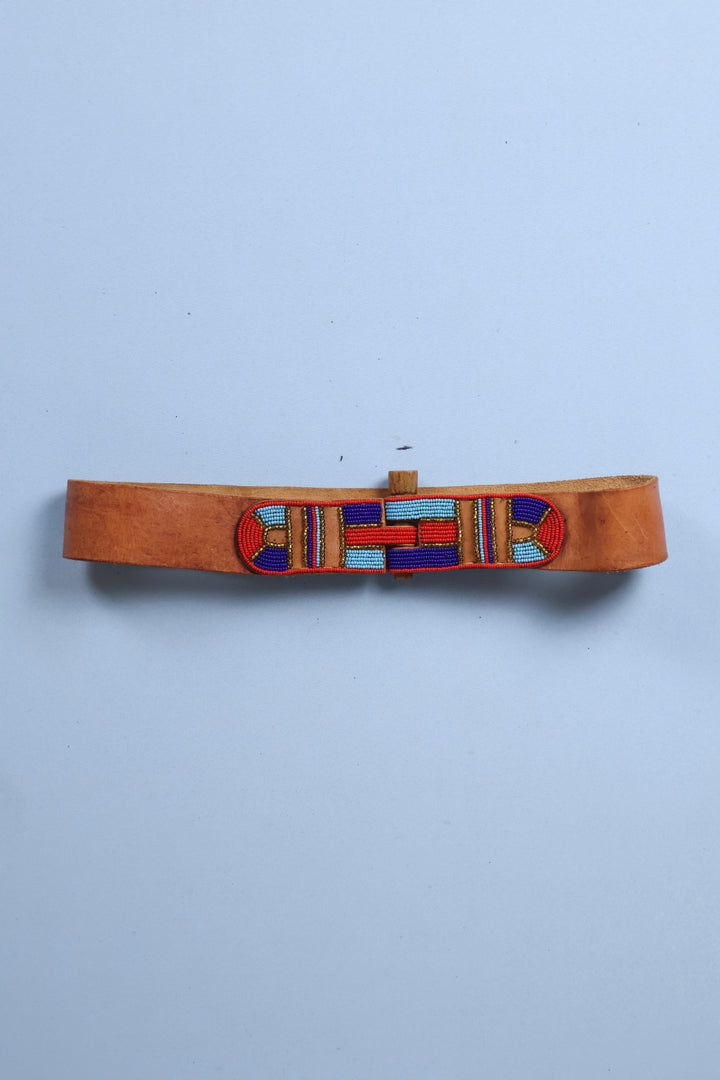 Vintage Front Beaded Leather Belt