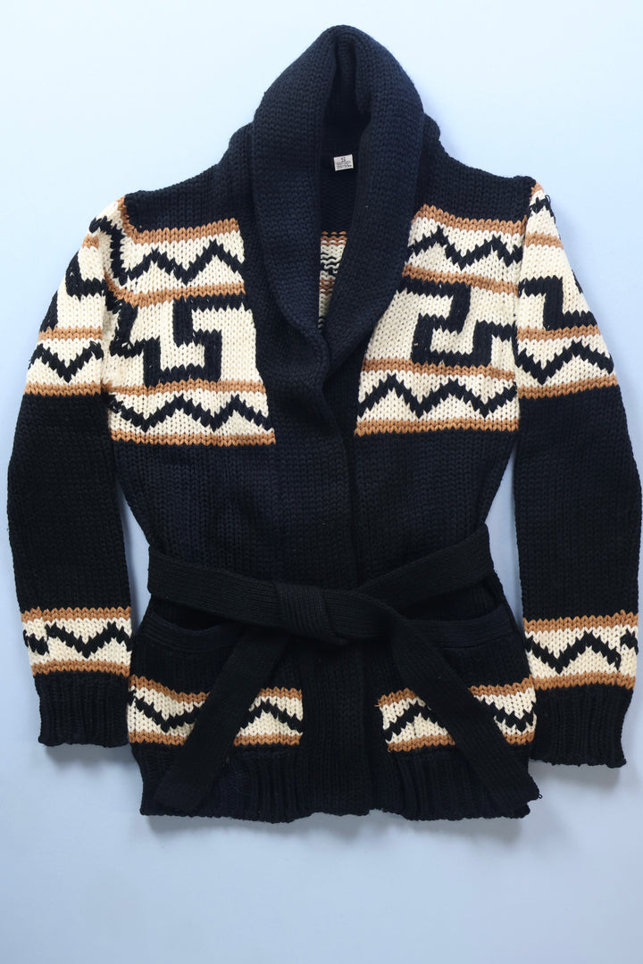 Vintage Belted Cowl Neck Cardigan