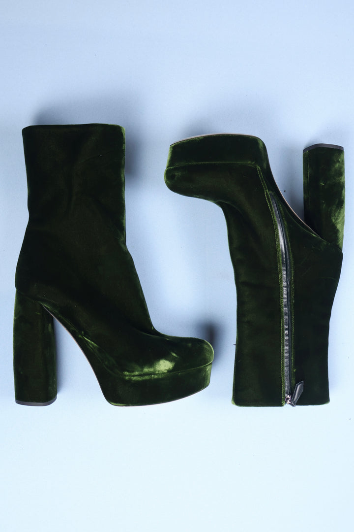 Vintage Miu Miu Velvet Ankle Boots