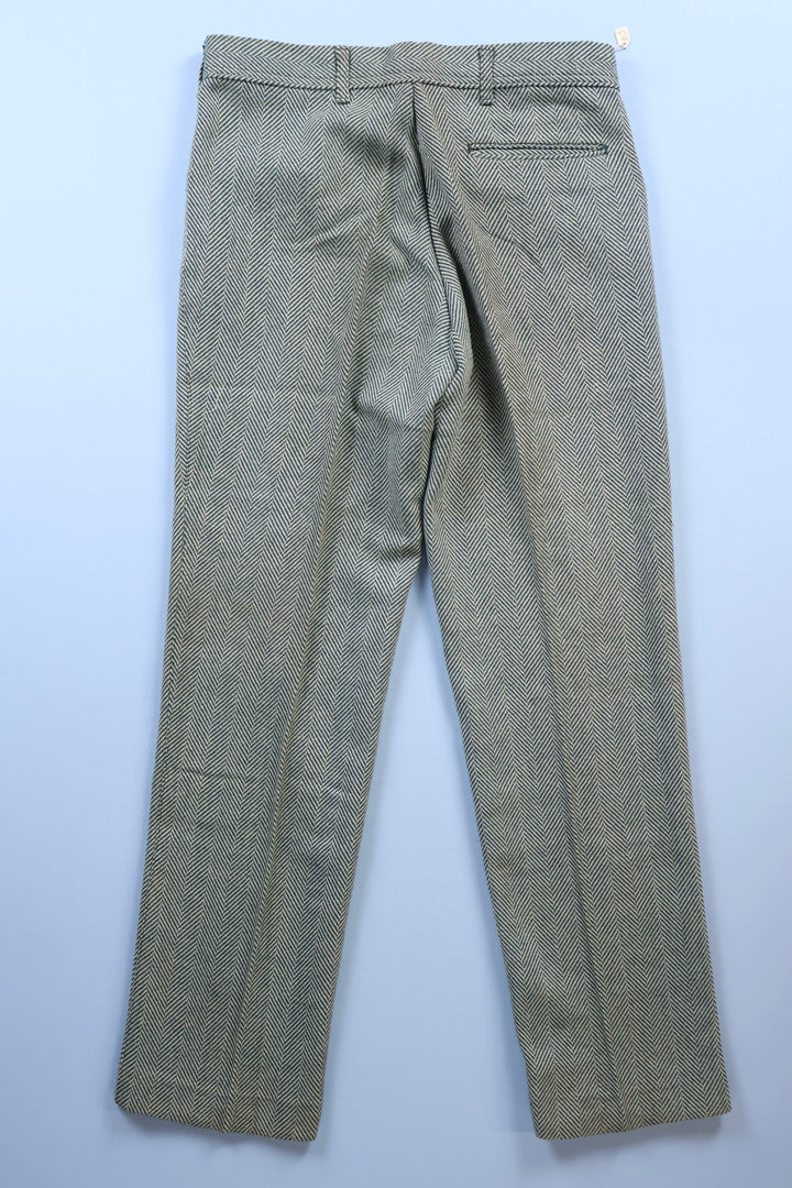 Vintage Zig-Zag Wool Straight Leg Trousers