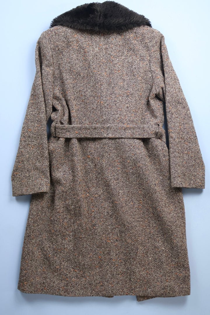 Vintage Coat with Fleck and Fur Neck