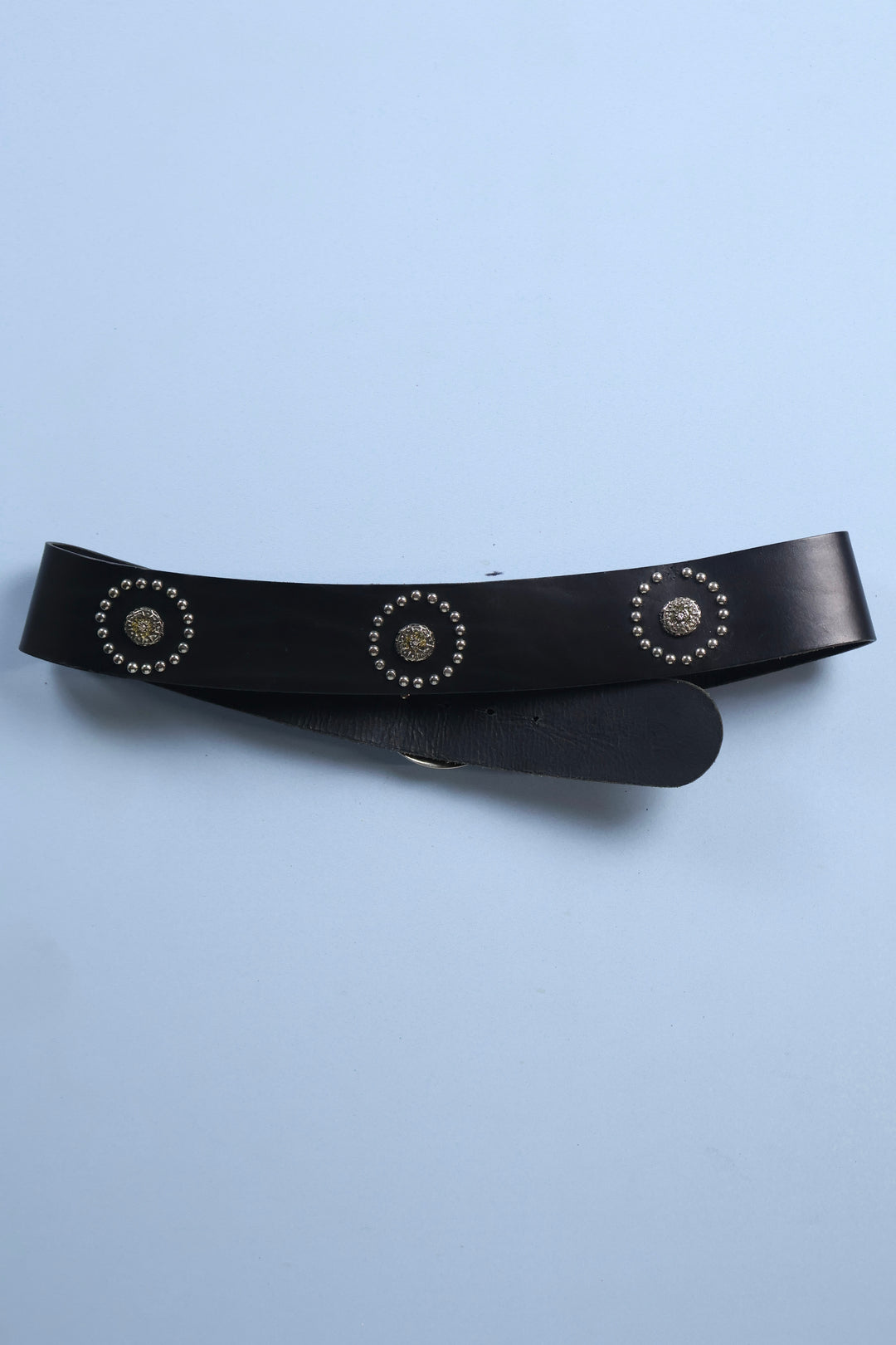 Vintage Leather Belt with Metal Buckle