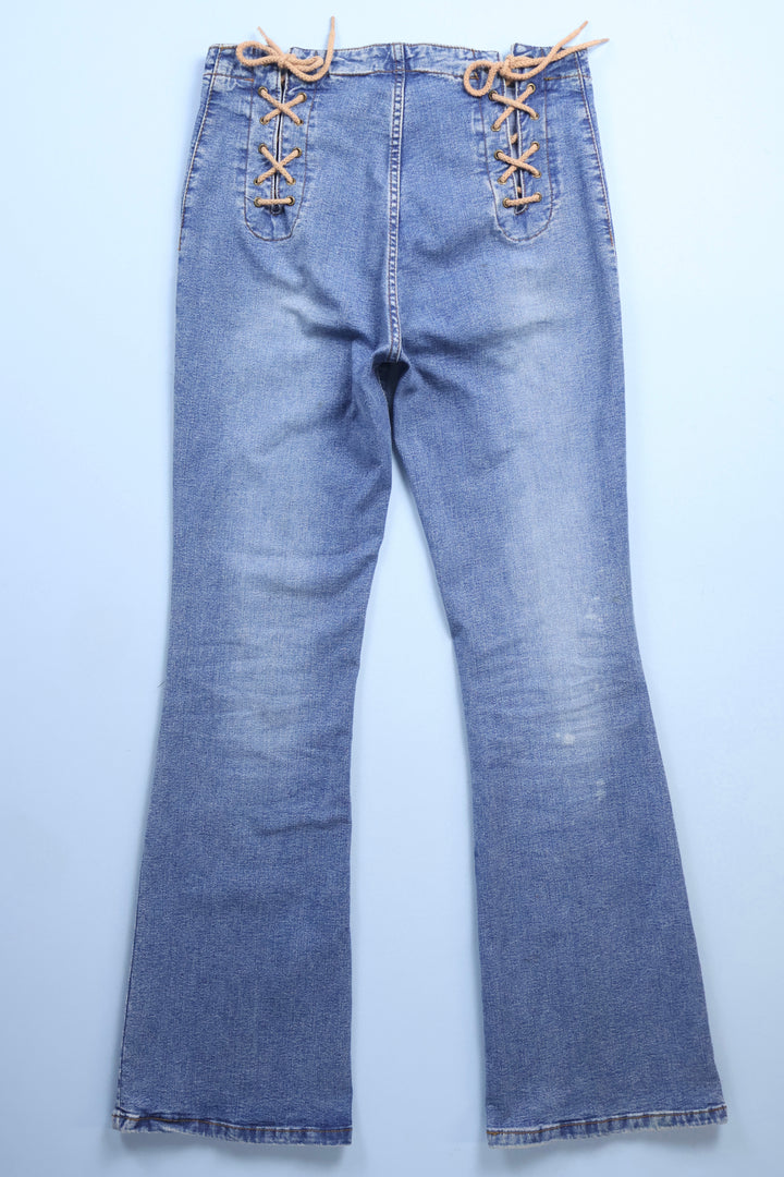 Vintage 'Zero 1' Boot Cut Jeans with Lace Front