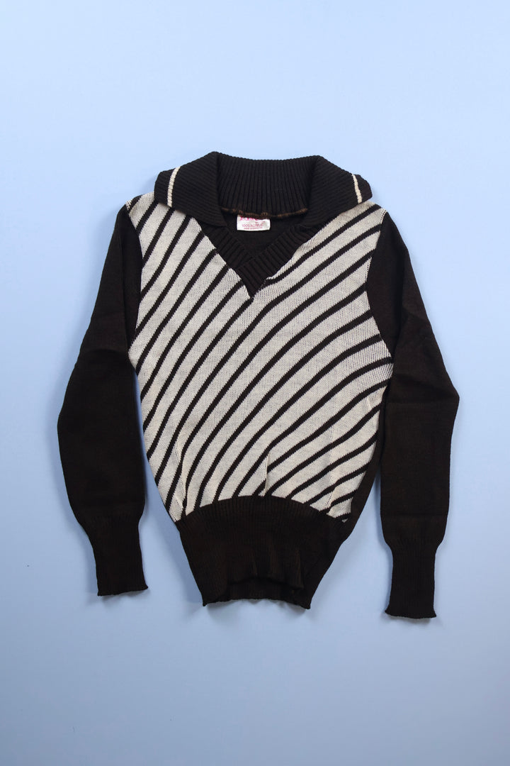 Vintage Stripy V-Neck Sweatshirt