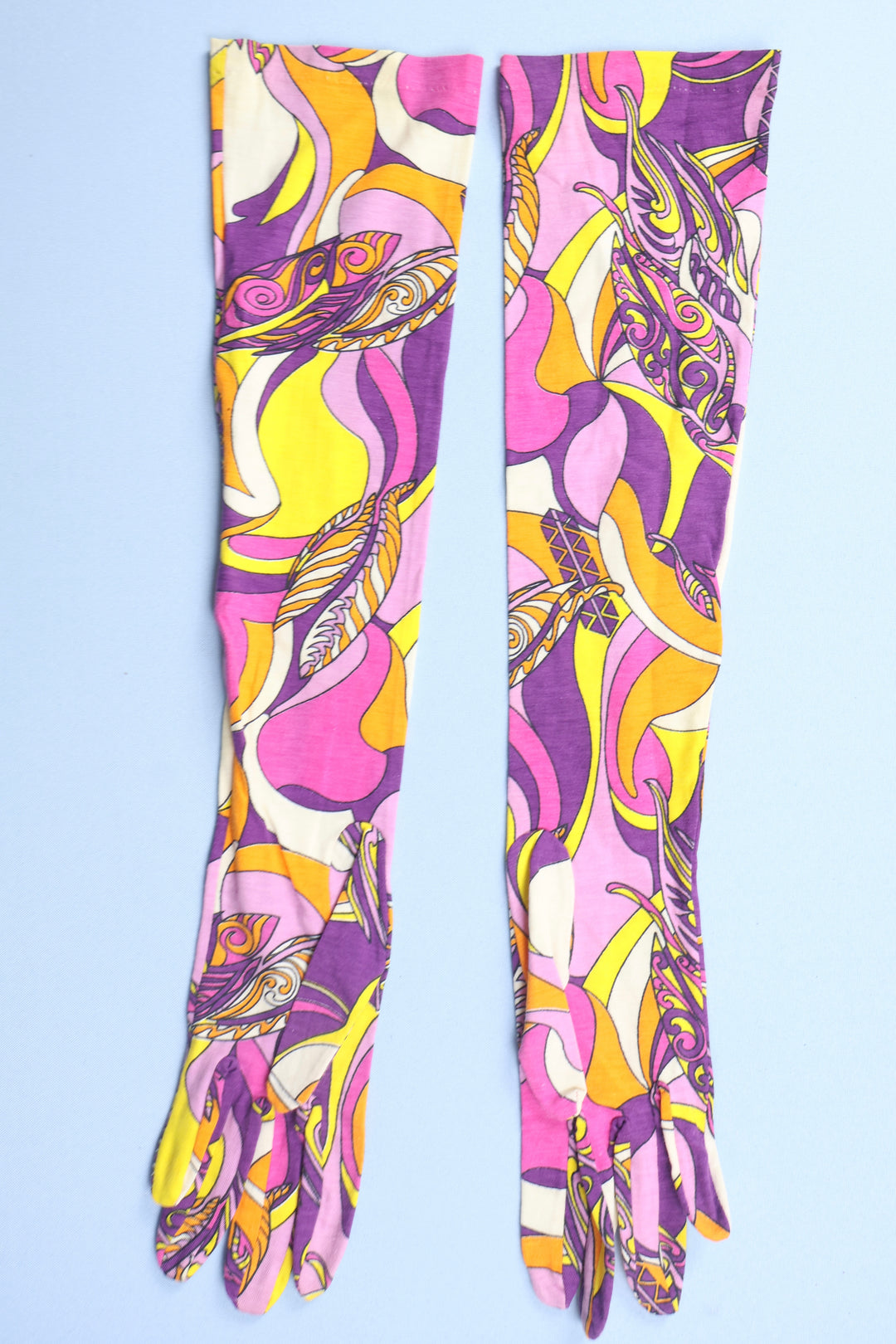 Vintage Psychedelic Long, Cotton Gloves