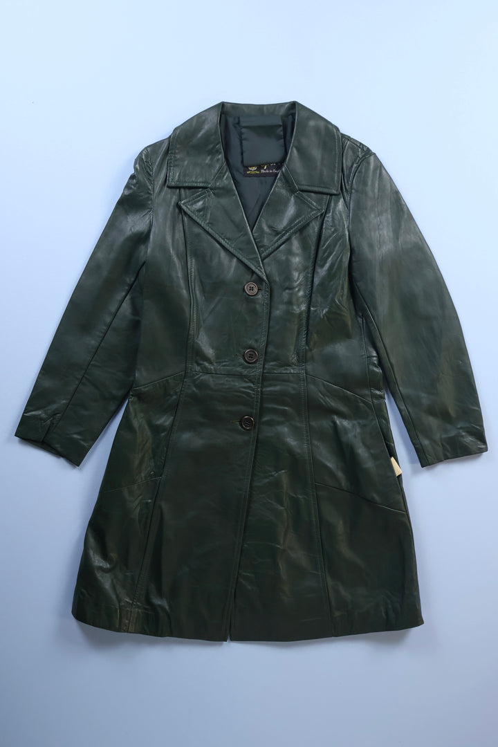 Vintage Green Leather Coat