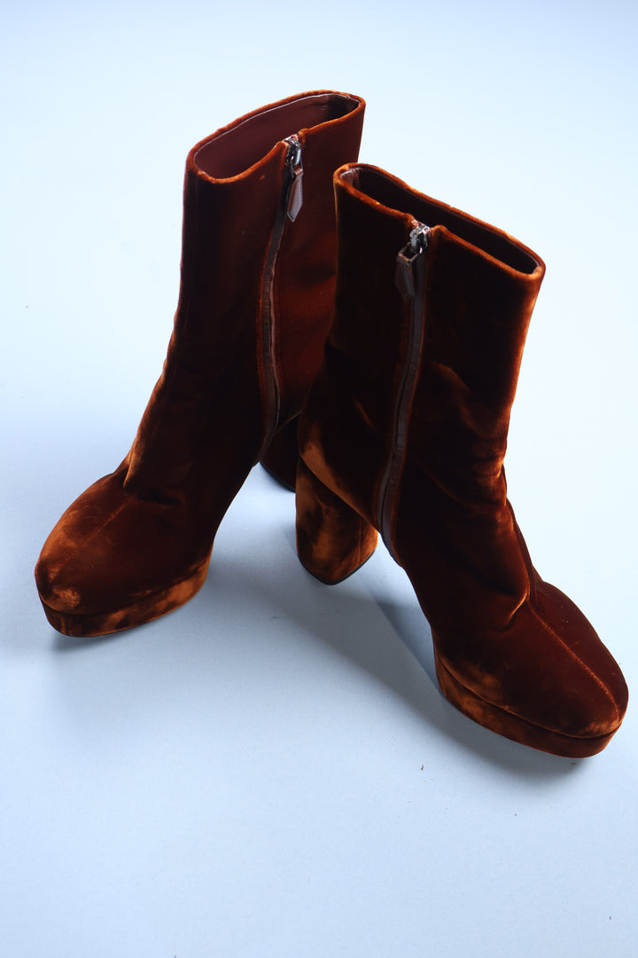 Vintage Miu Miu Velvet Ankle Boots