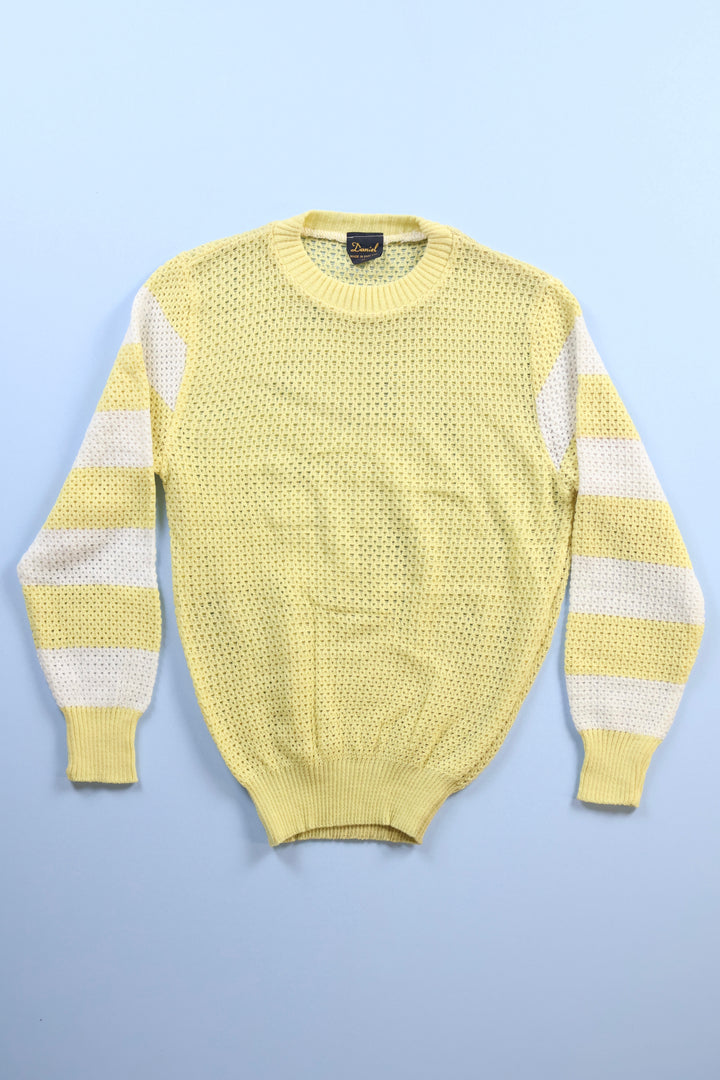 Vintage Lemon Stripe Waffle Knit Jumper