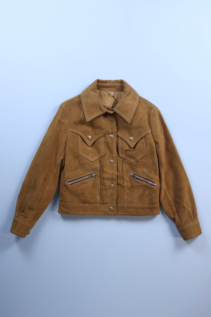 Vintage Suede Western Zip-Up Jacket