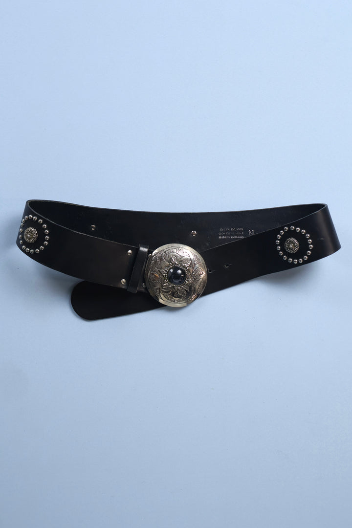 Vintage Leather Belt with Metal Buckle