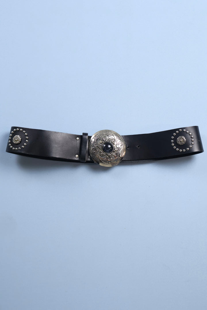 Vintage Leather Belt with Metal Buckle