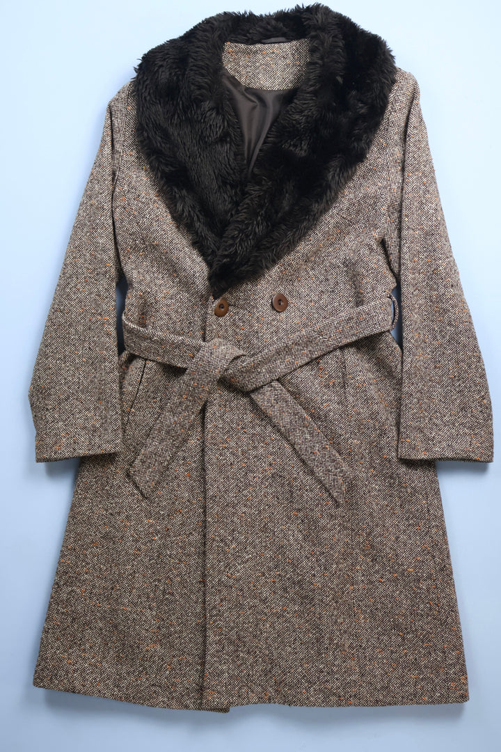 Vintage Coat with Fleck and Fur Neck