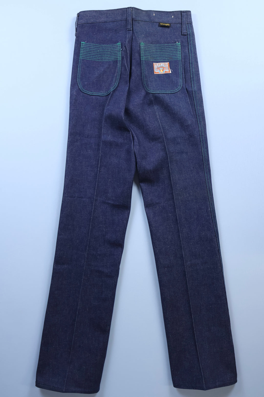 Vintage Straight Leg Wrangler Jeans with Green Stitch