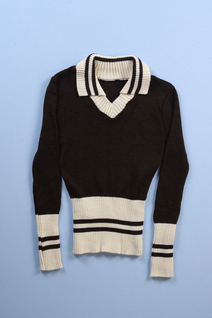 Vintage Knitted Jumper with Collar