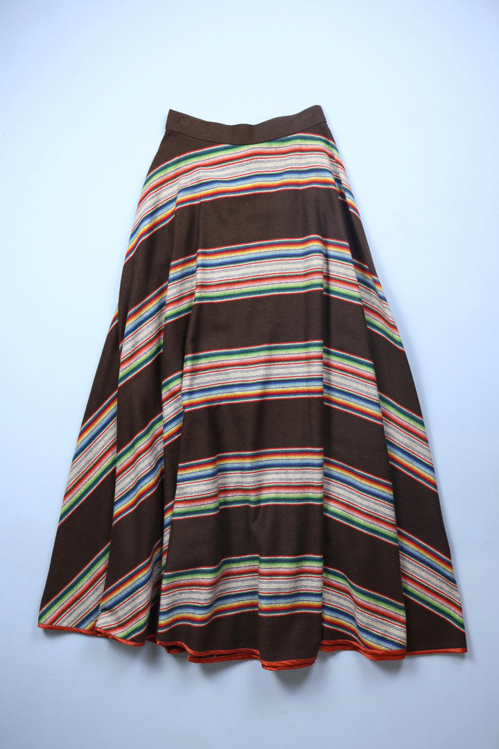 Vintage 70s Maxi Circle Skirt with Rainbow Stripe