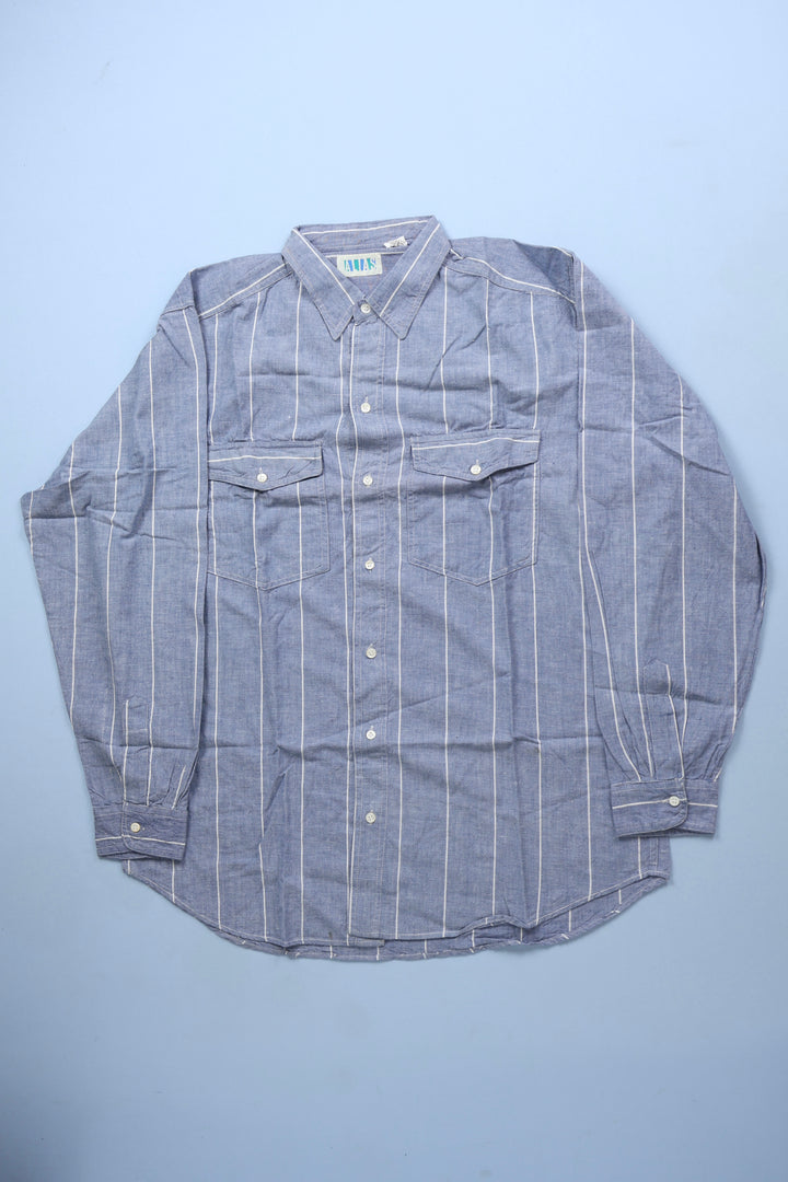 Wholesale Bundle of Vintage Deadstock ‘Alias’ Blue Stripe Cotton Shirt