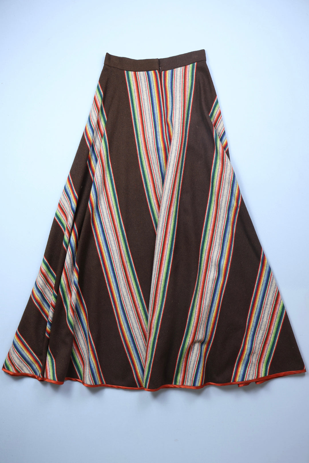 Vintage 70s Maxi Circle Skirt with Rainbow Stripe