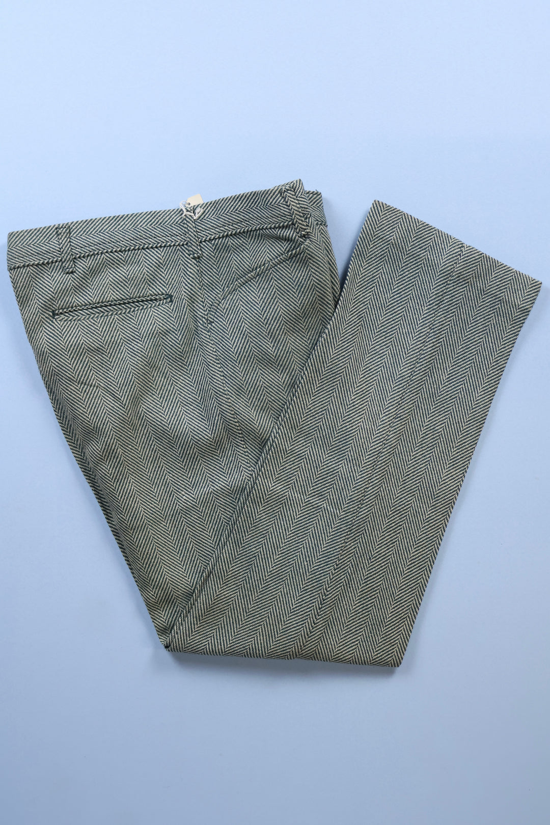 Vintage Zig-Zag Wool Straight Leg Trousers