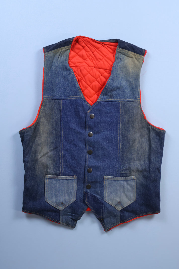 Vintage Denim Patchwork Waistcoat