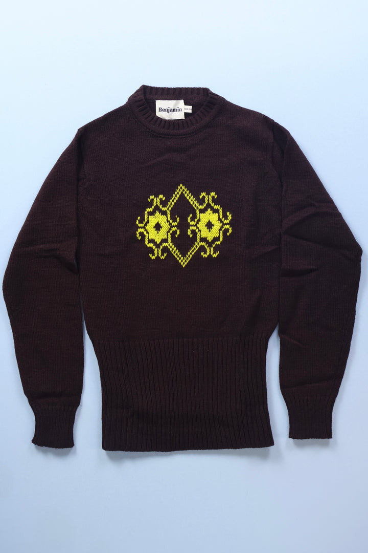 Vintage Light Knitted Jumper with Embroidered Pattern