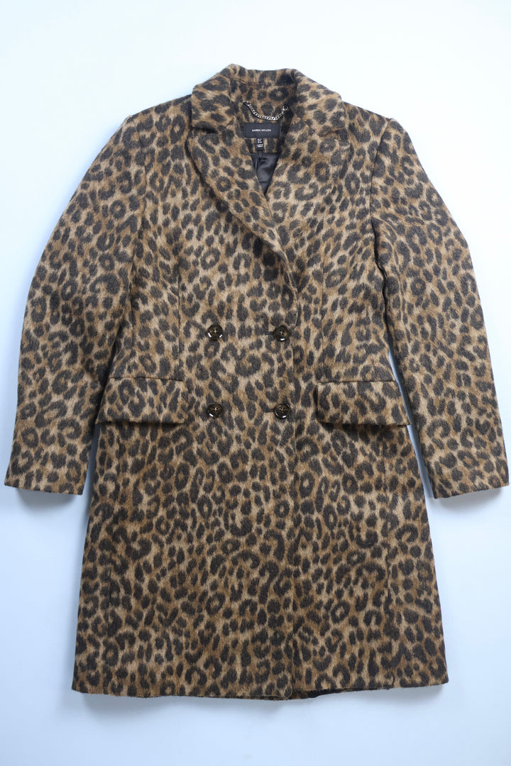 Vintage Karen Millen Faux Fir Leopard Print Coat